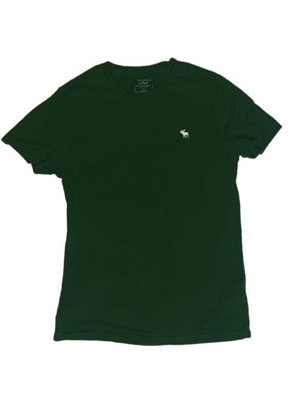 Abercrombie & Fitch Mens Green Crewneck T-Shirt With Moose Logo Cotton Size M